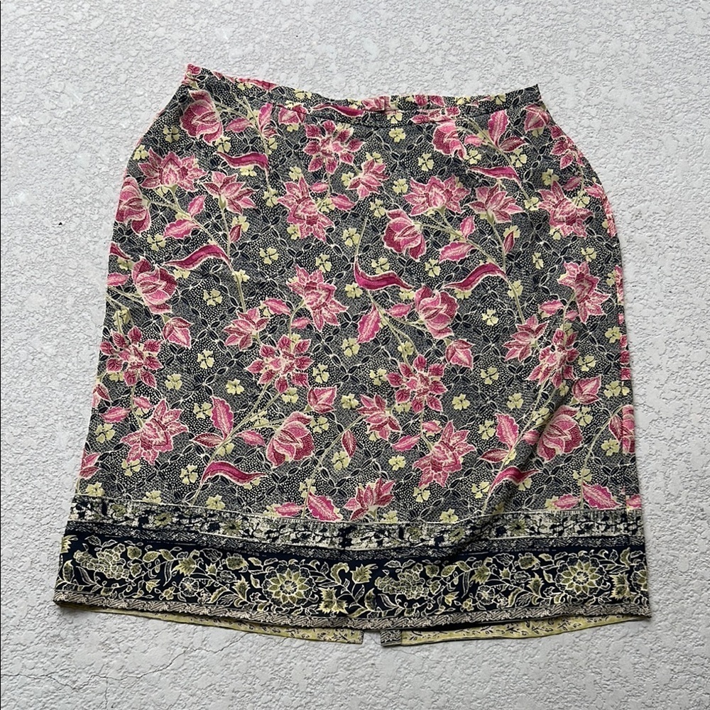 Emma James Pink and Navy Midi Pencil Skirt 20 W